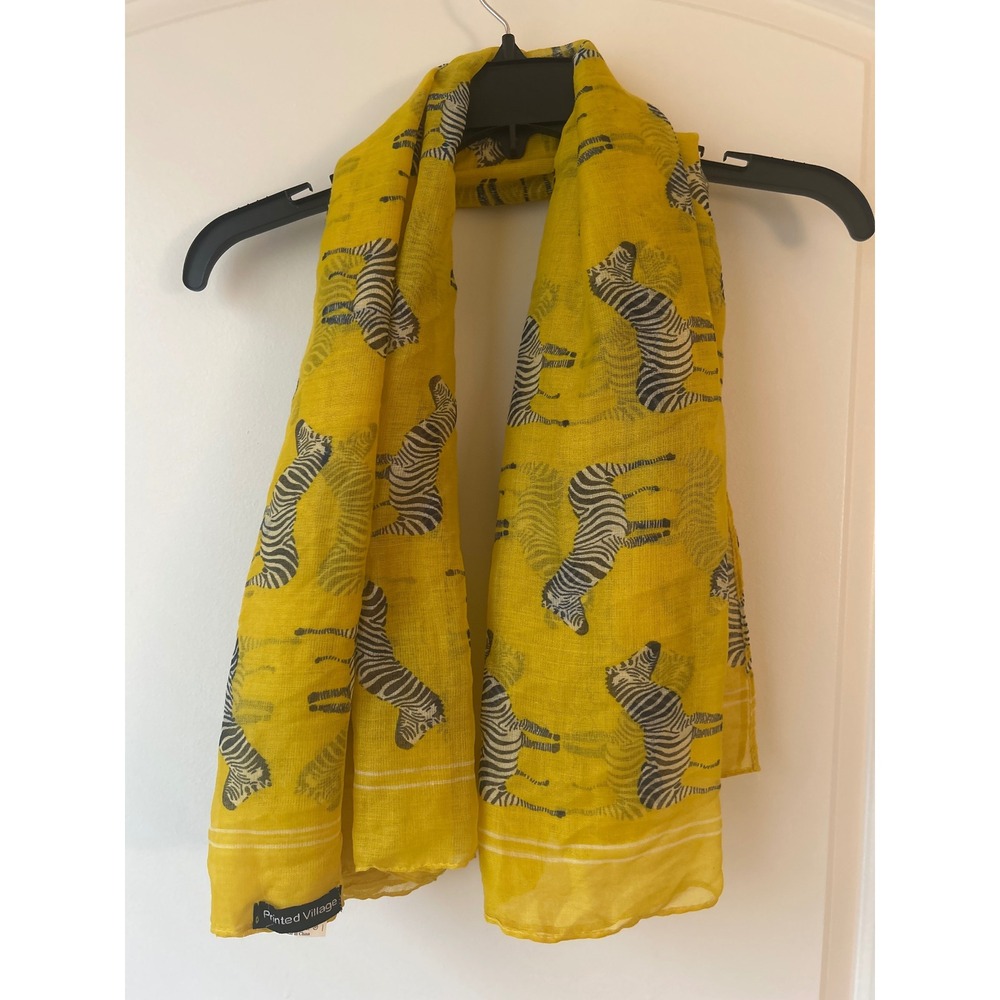Printed Village Zebra Scarf Yellow Animal Print Oversized Wrap Shawl 44x70